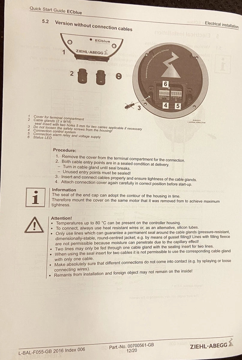 Ziehl-Abegg RH35V-6IK.BD.VR 110 V AC Centrifugal Fan 2500 CFM, Germany|256622247238