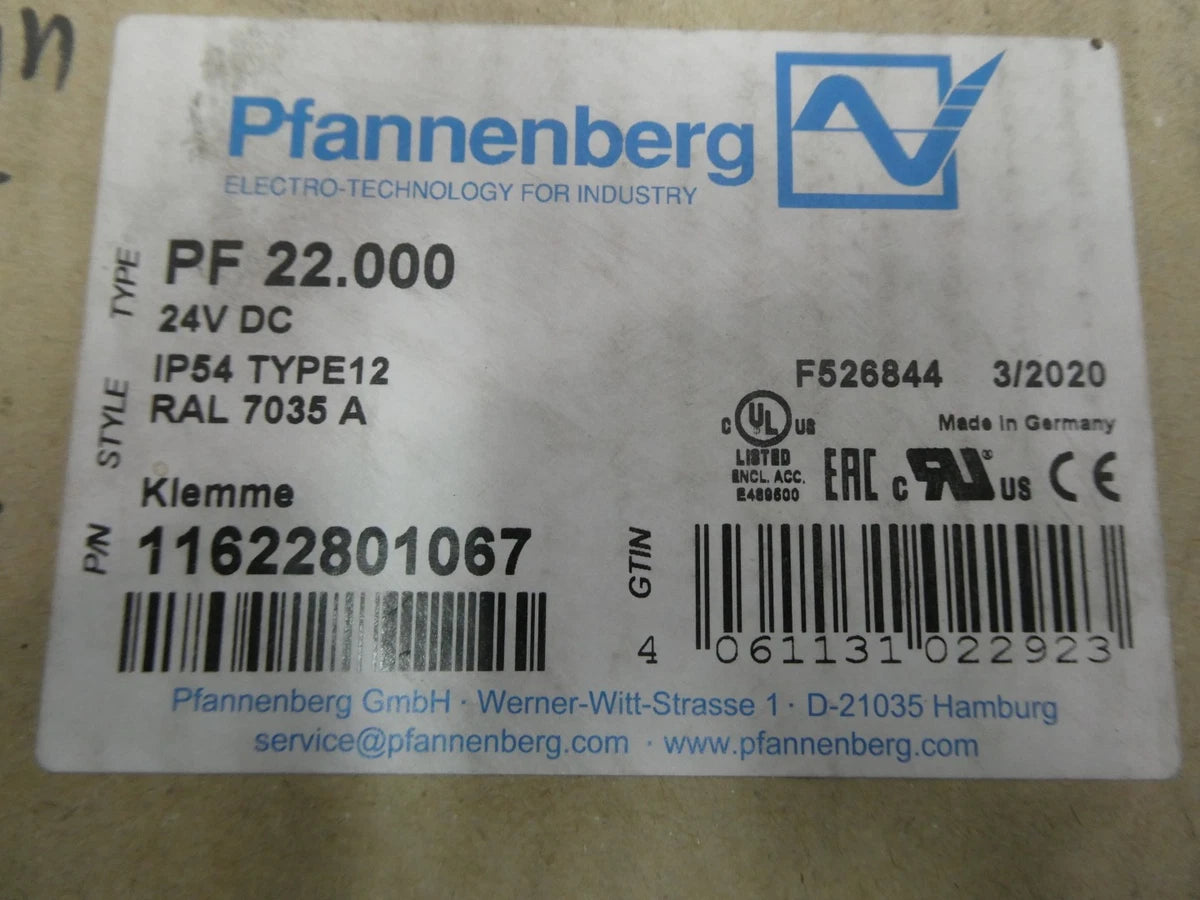 Pfannenberg PF 22.000 Air Filter Fan 24v-dc