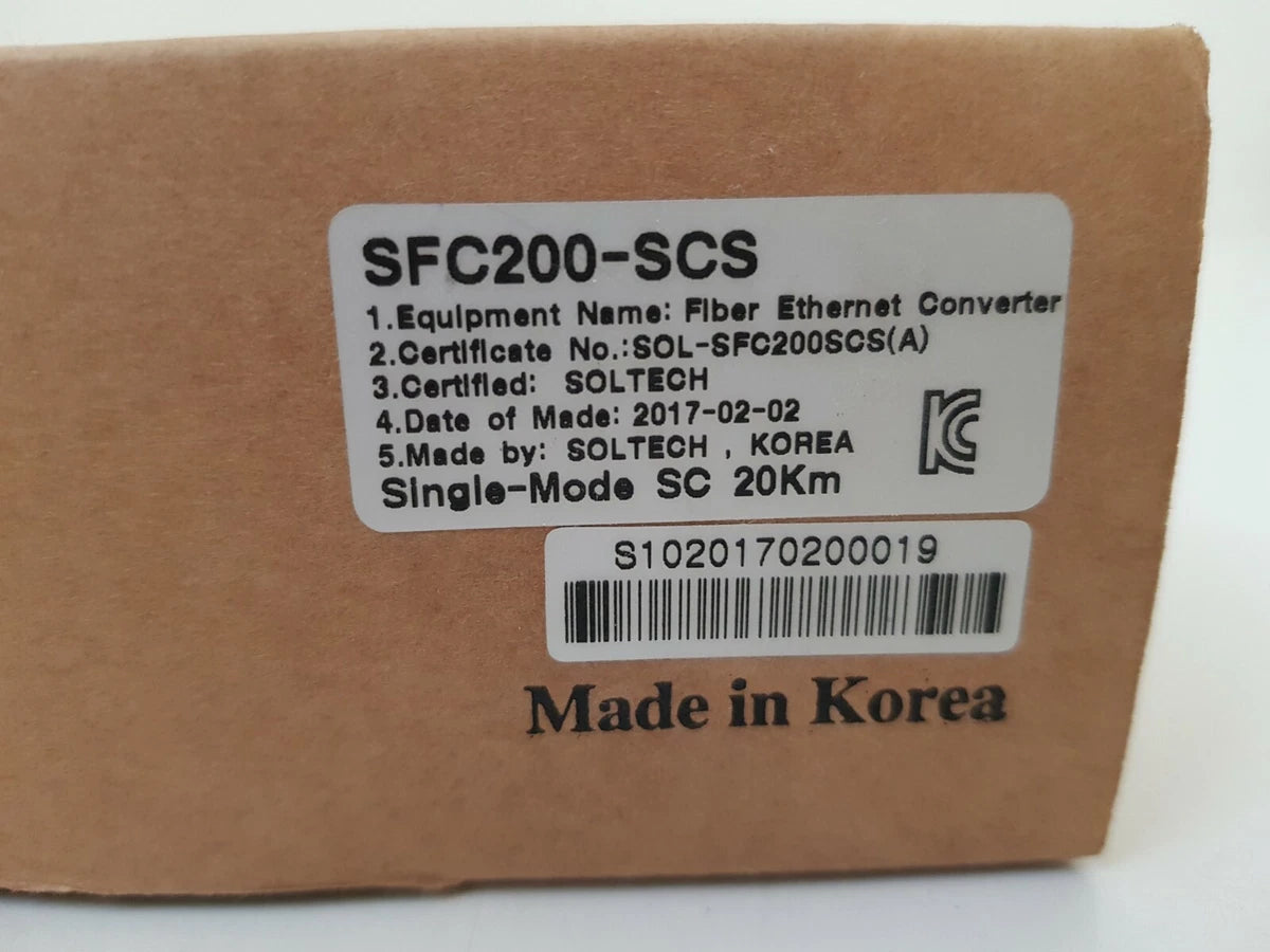 SOLTECH SFC200-SCS Fiber Optic Ethernet Converter 100Mbps/Single-mode/ SC|284814618129