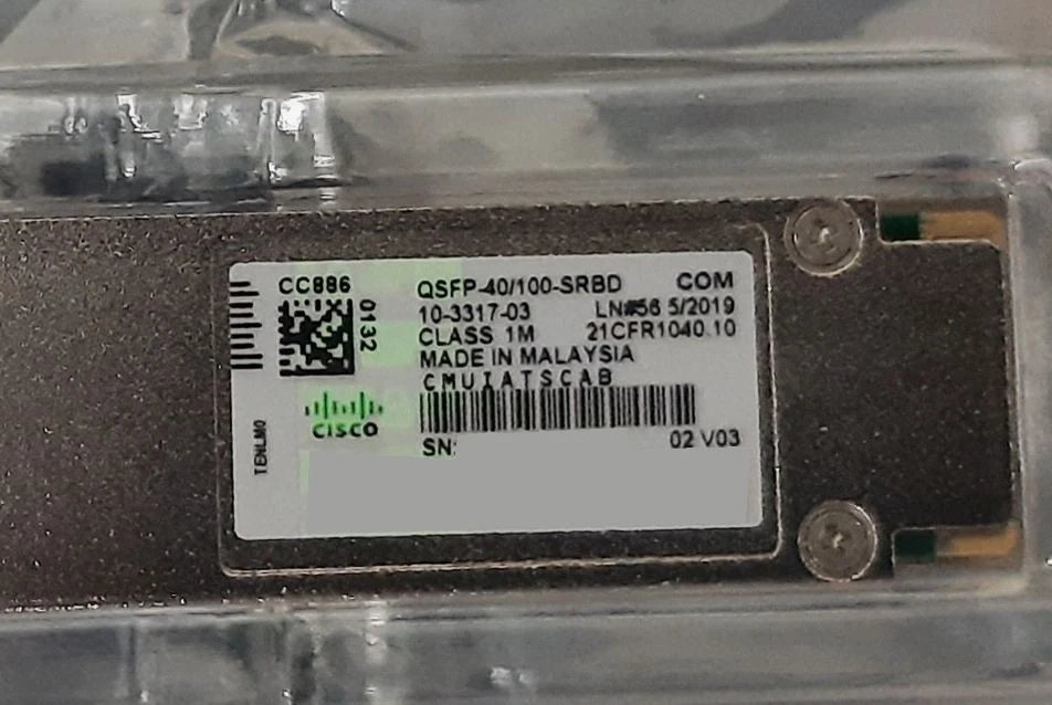 Lot of 4 Cisco QSFP-40/100-SRBD Tranceiver Modules P/N 10-3317-03