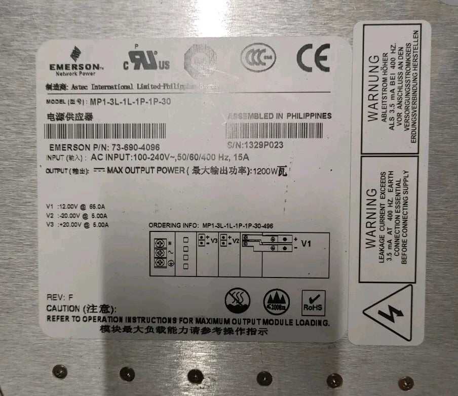 2x Emerson MVP SERIES MP1-3L-1L-1P-1P-30 ASTEC PSE2-230-H-072  P/N 73-690-4096|156517947727