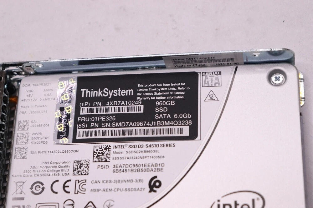 01PE326 4XB7A10249 NEW Lenovo 2.5" 960GB SATA 6G SFF SSD Solid State Drive