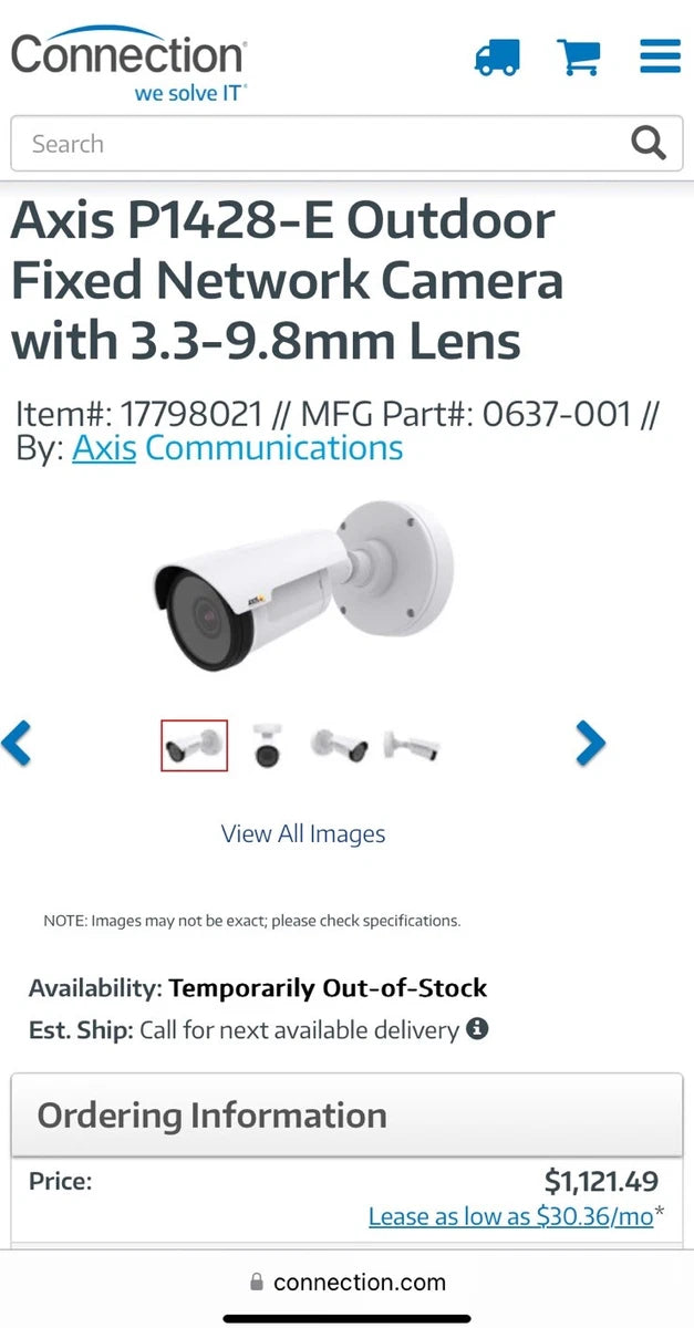 Axis P1428-E 4K Ultra HD Network Surveillance Camera 8.3 MP Day Night 0637-001|266216955625