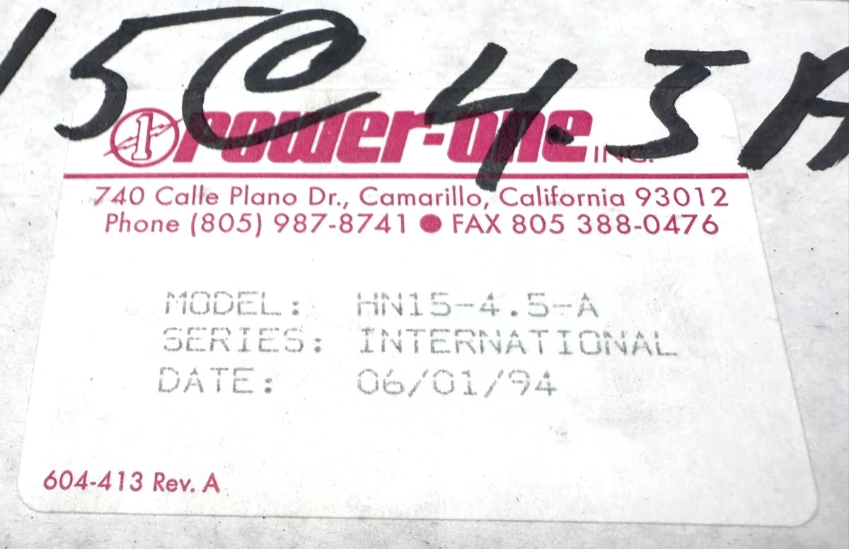 Power-One Power One HN15-4.5-A Power Supply 100-240V IN to 15V 4.5A