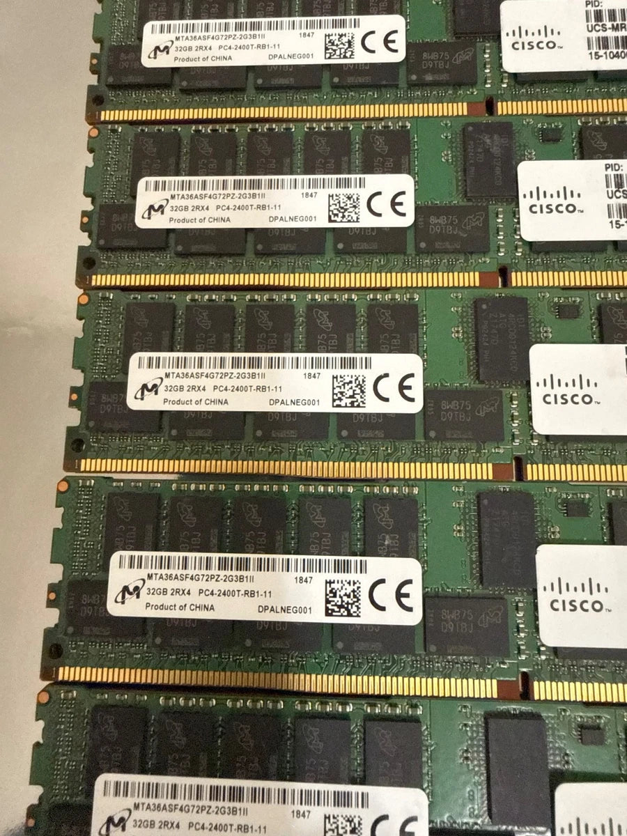 Lot 8x MICRON 32GB PC4-2400-T-R DDR4 REG ECC 2RX4 RDIMM MTA36ASF4G72PZ-2G3B1II
