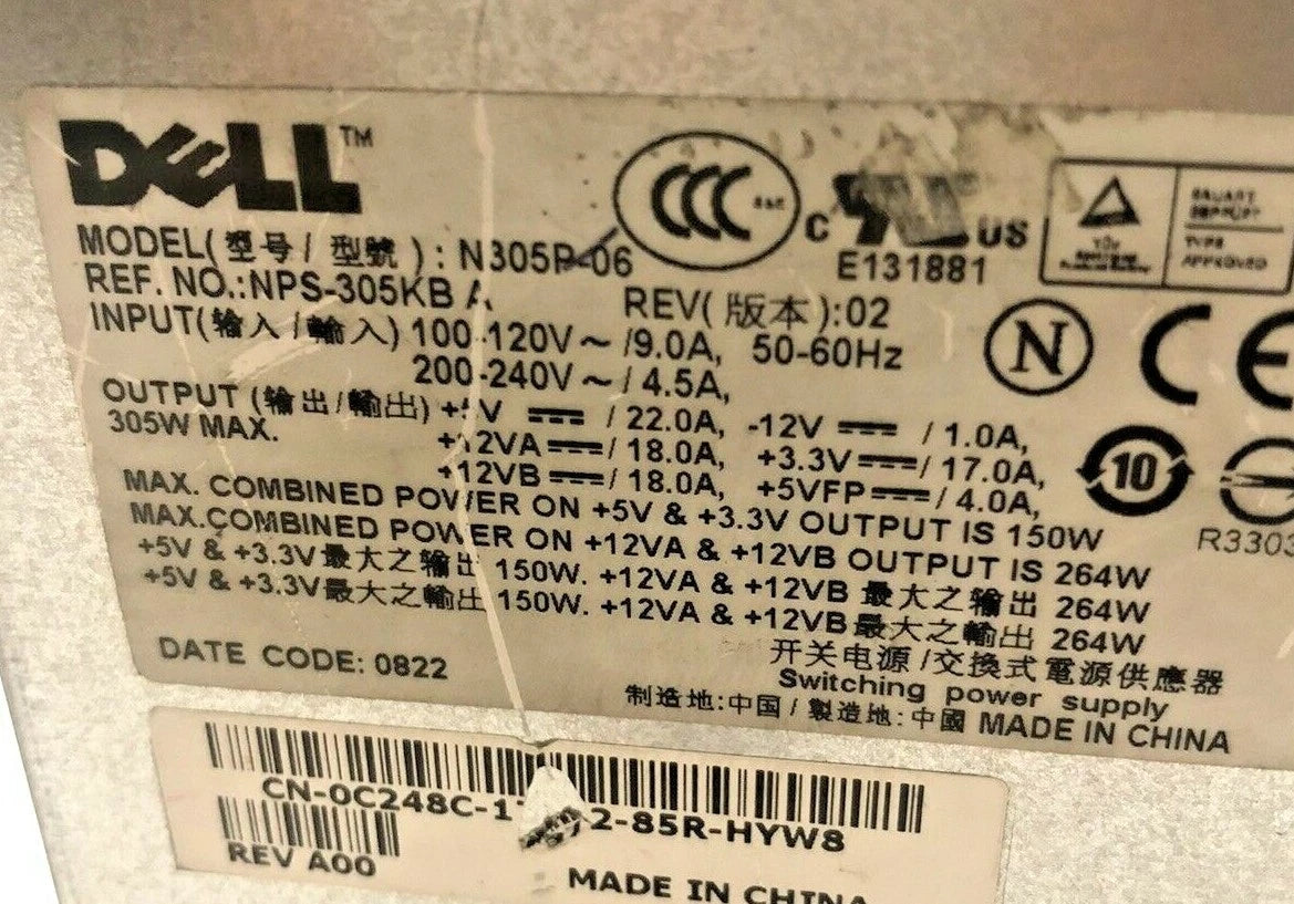 Dell Optiplex 740 MT 305W ATX12V Desktop Power Supply N305P-06 NPS-305KB A|175104823552