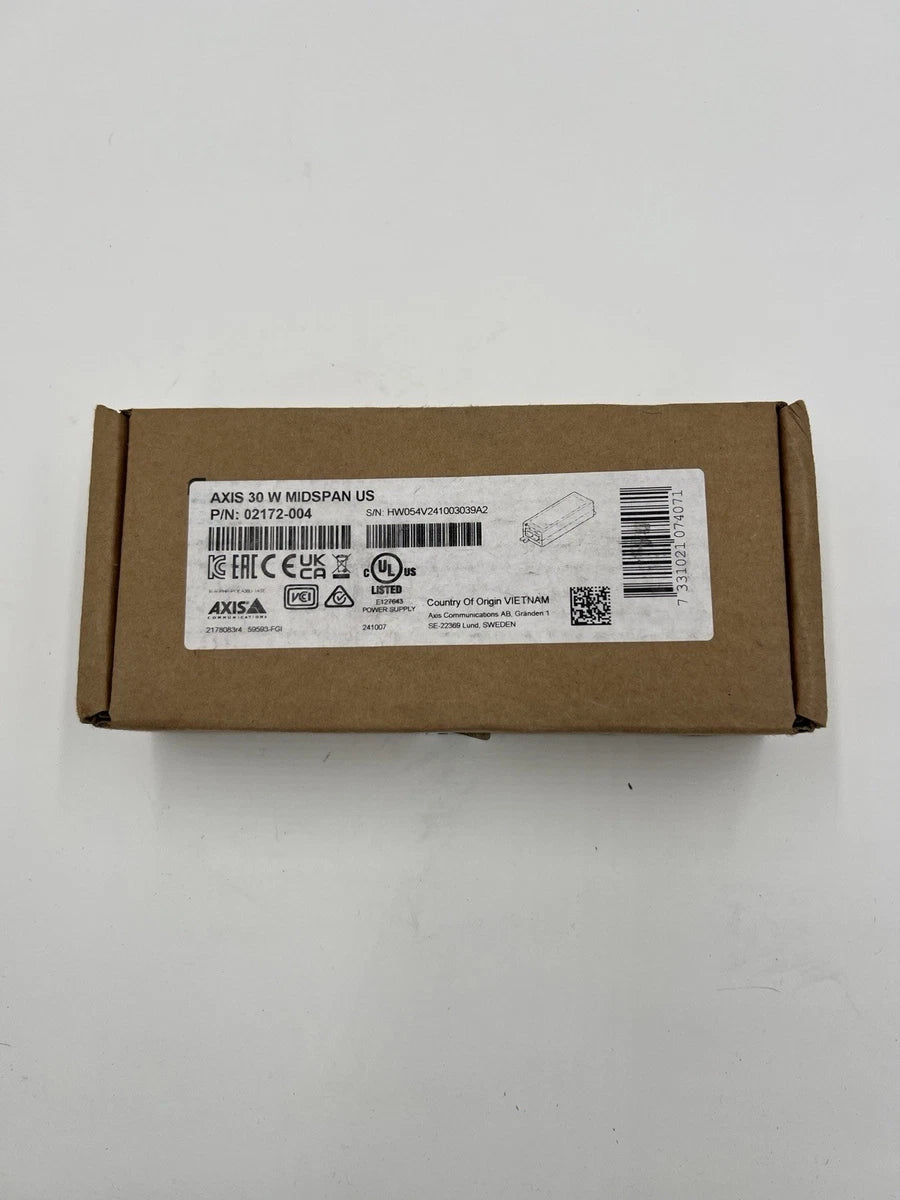 AXIS 30 W Midspan P/N: 02172-004 POE INJECTOR PLUG and PLAY 10/100/1000 Mbps|336322747650