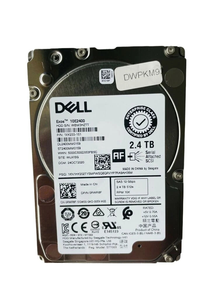 For Dell 2.4TB 10K SAS 2.5" 12Gbps HDD Hard Drive ST2400MM0159 RWR8F 0RWR8F |387176794201