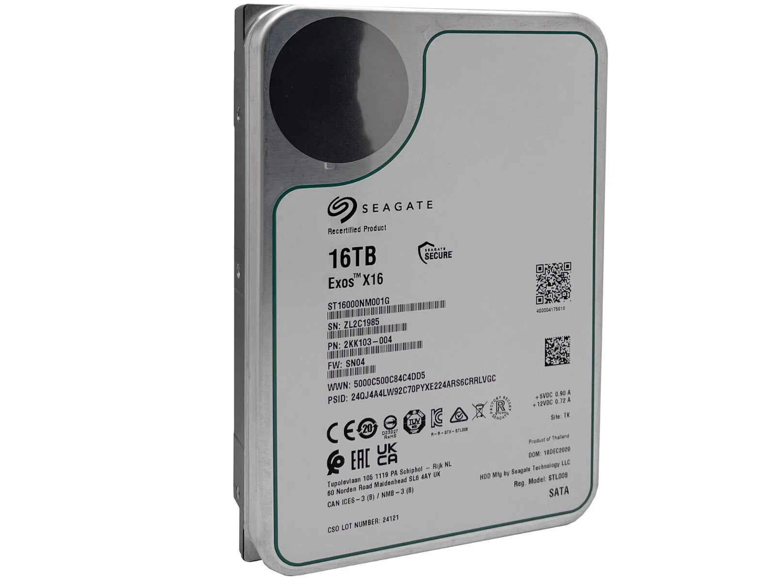 Seagate Exos X16 ST16000NM001G 16TB 512E SATA 6Gb/s 3.5" Enterprise Hard Drive