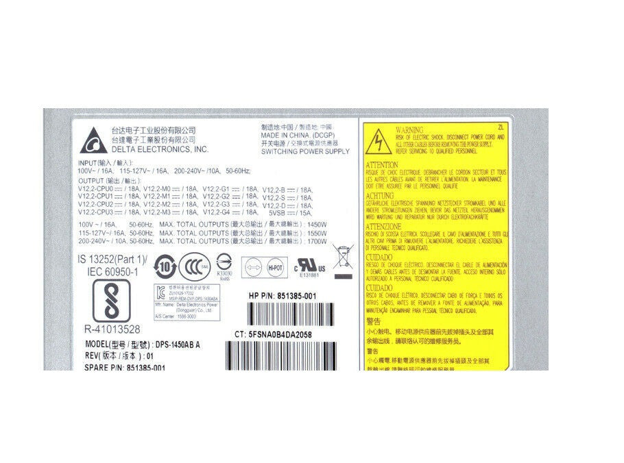 New Genuine HP Z8 G4 Workstation 1125W Power Supply DPS-1125BB A Rev 5 851384-001