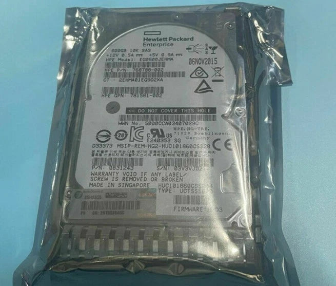 781516-B21 HP 600GB 12G SAS 10K SFF 2.5" SC HDD 781577-001|396851006048