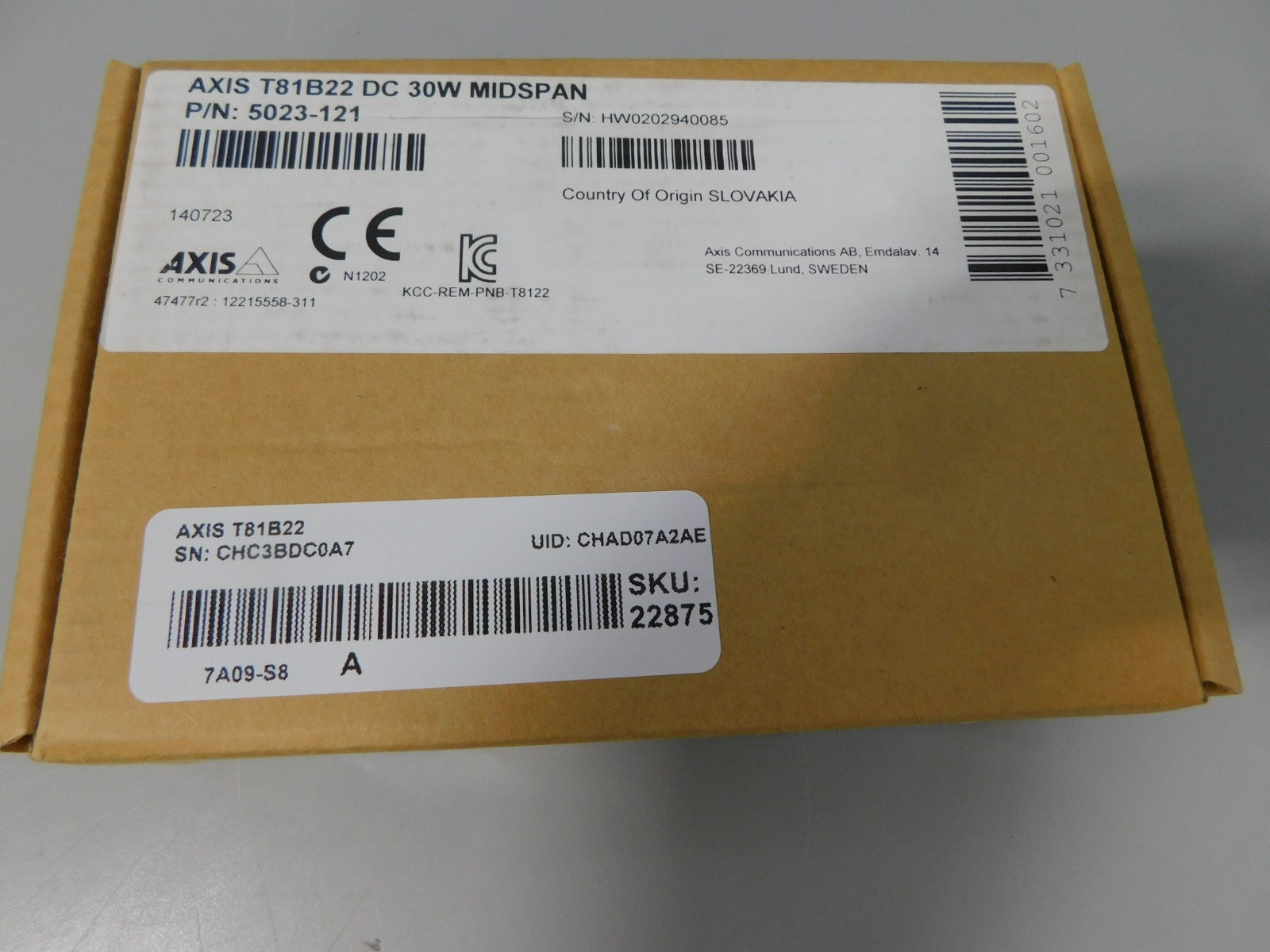 AXIS Video Cameras - T81B22 DC 30W MIDSPAN PoE 5023-121 B79 NEW SEALED|326675783505