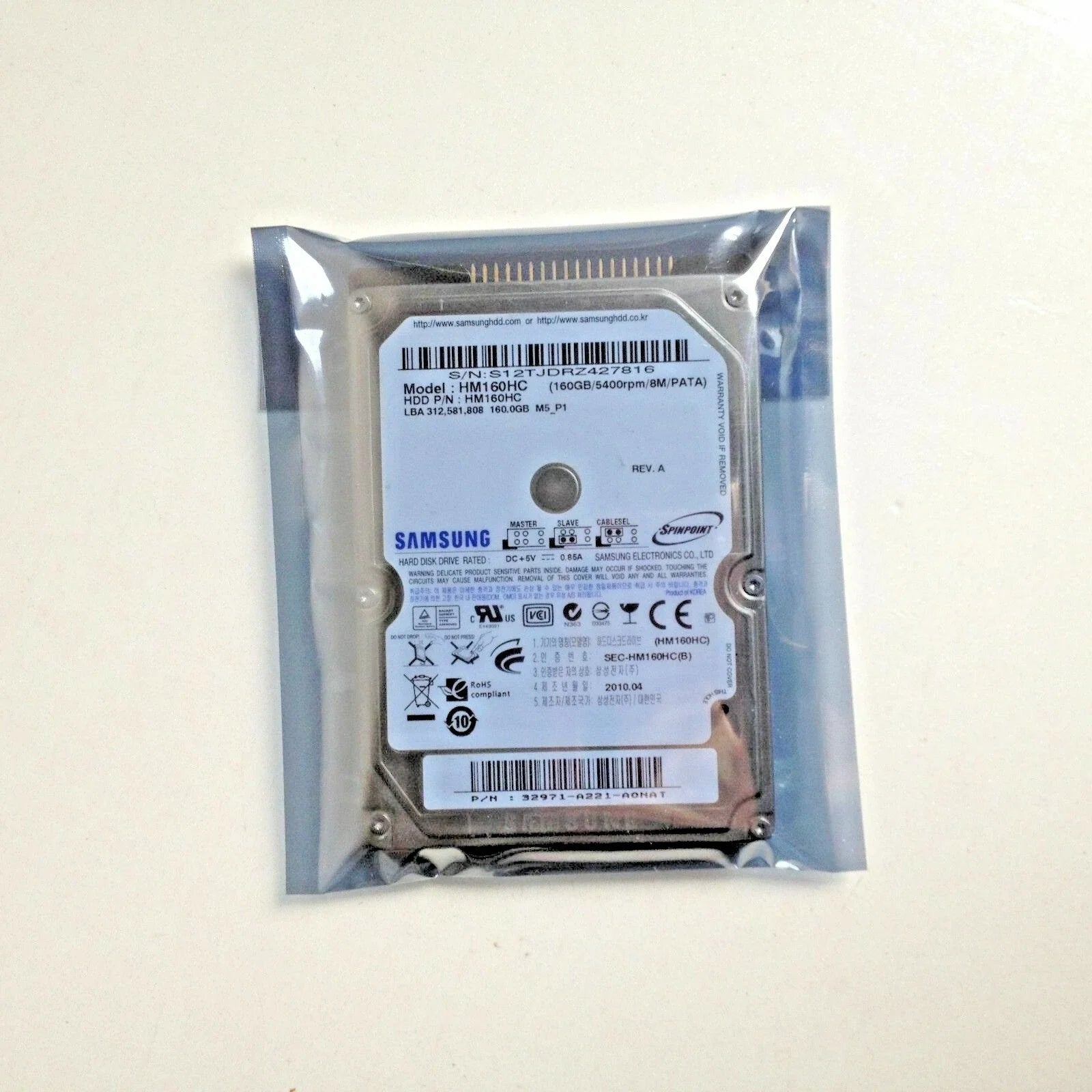 Samsung 160GB M5 5400 RPM 8MB Cache Spinpoint &nbsp;2.5" ATA Internal Notebook Hard Drive - HM160HC (Like New)