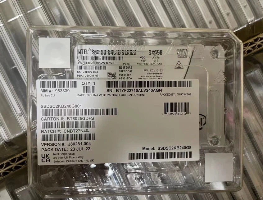 Original Sealed packaging Intel SSD D3-S4510 Series SSDSC2KB240G801 240GB 2.5"