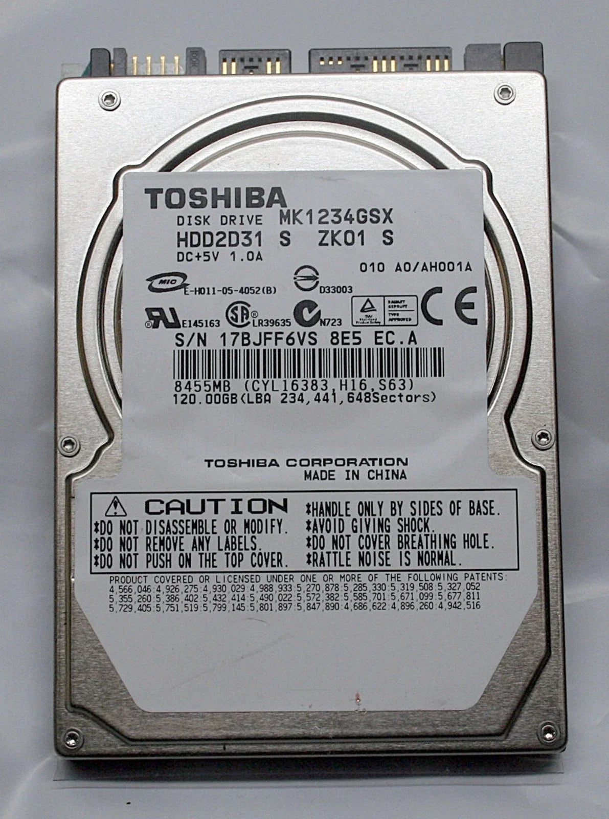 Toshiba 120GB 5400 RPM 8MB Cache 2.5" SATA 1.5Gb/s Notebook Hard Drive