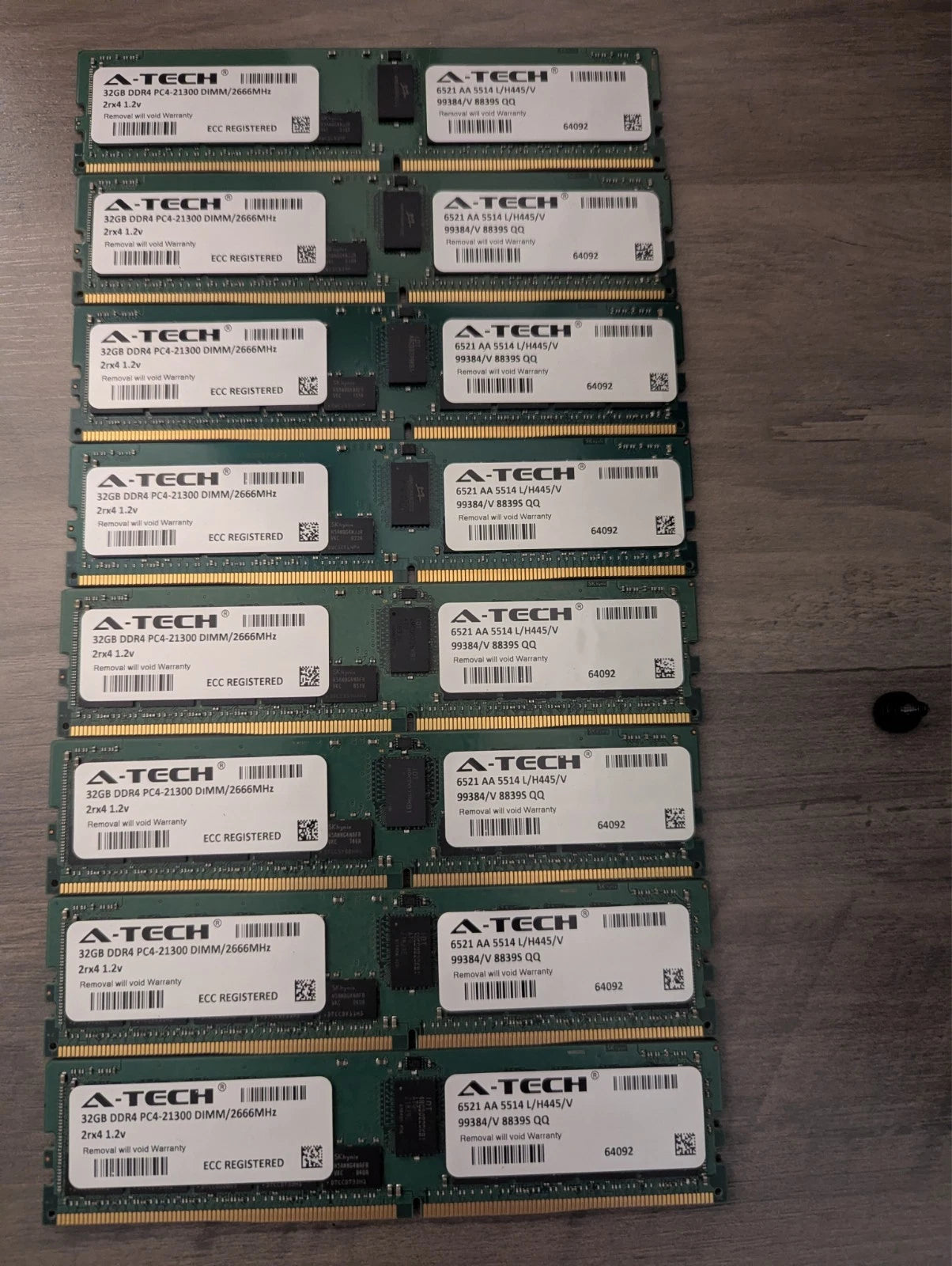 A-Tech 256GB 8x 32GB 2Rx4 PC4-21300R DDR4 2666 ECC REG RDIMM Server Memory RAM