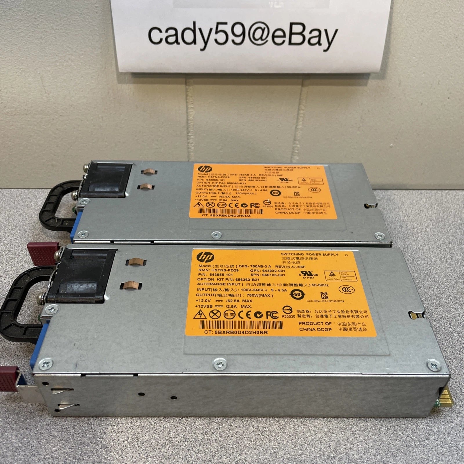 HP 643955-101 PSU DPS-750AB-3 643932-001 HSTNS-PD29 660183-001    LOT OF 2|336158485926