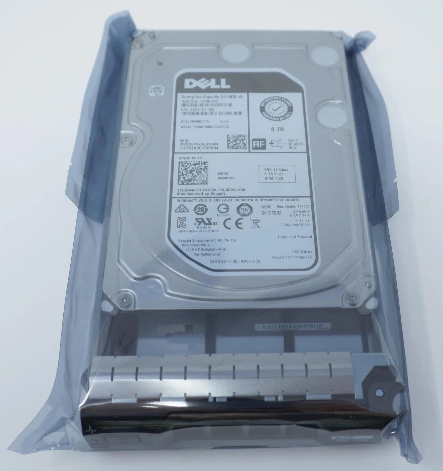 M40TH ST8000NM0185 Dell 8TB 7.2K RPM 12Gb/s 3.5" SAS Hard Drive 0M40TH W Caddy|267412107477
