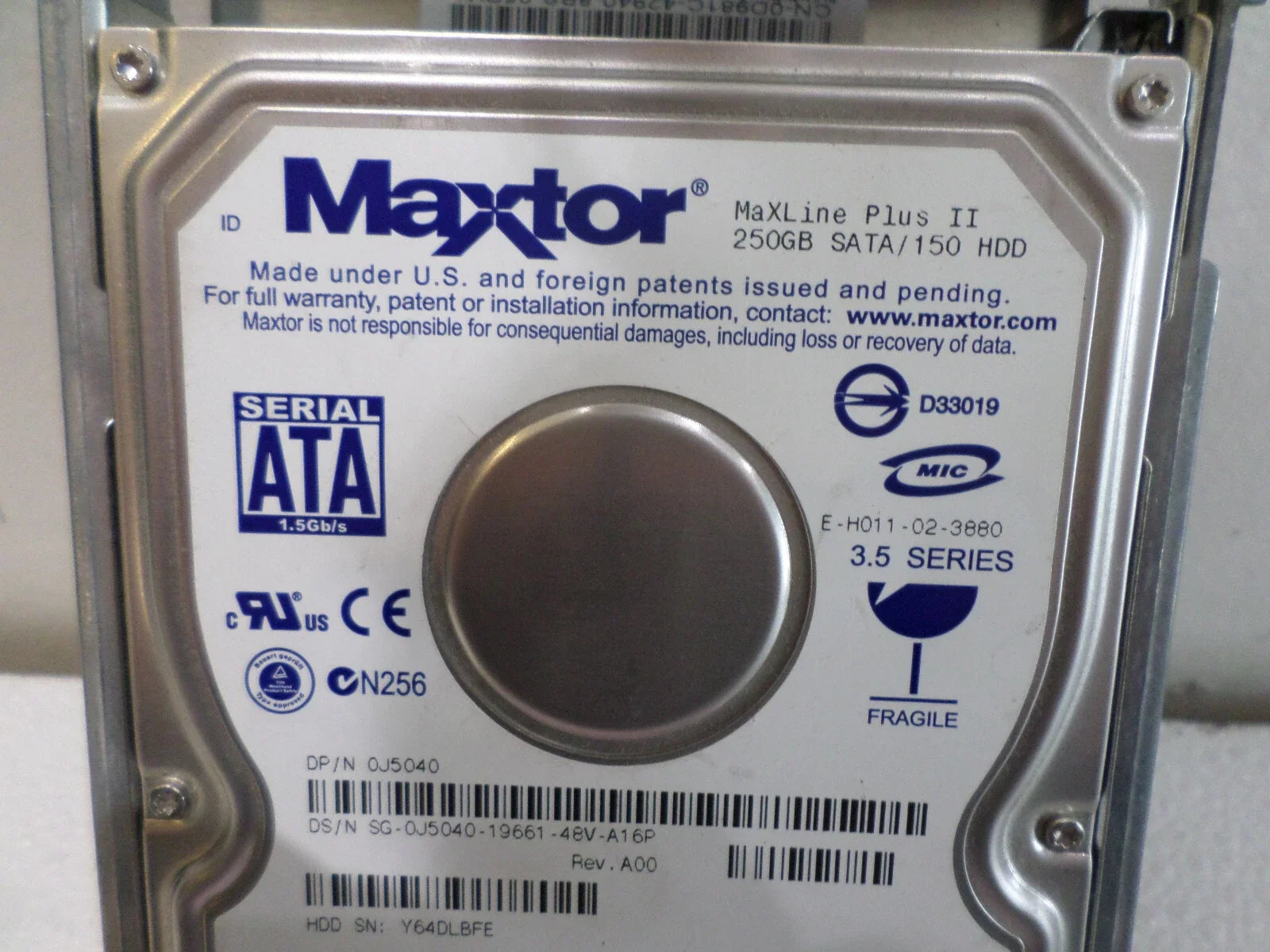 Dell / Maxtor 250GB MaxLine Plus II SATA Drive (Dell# 0J5040)