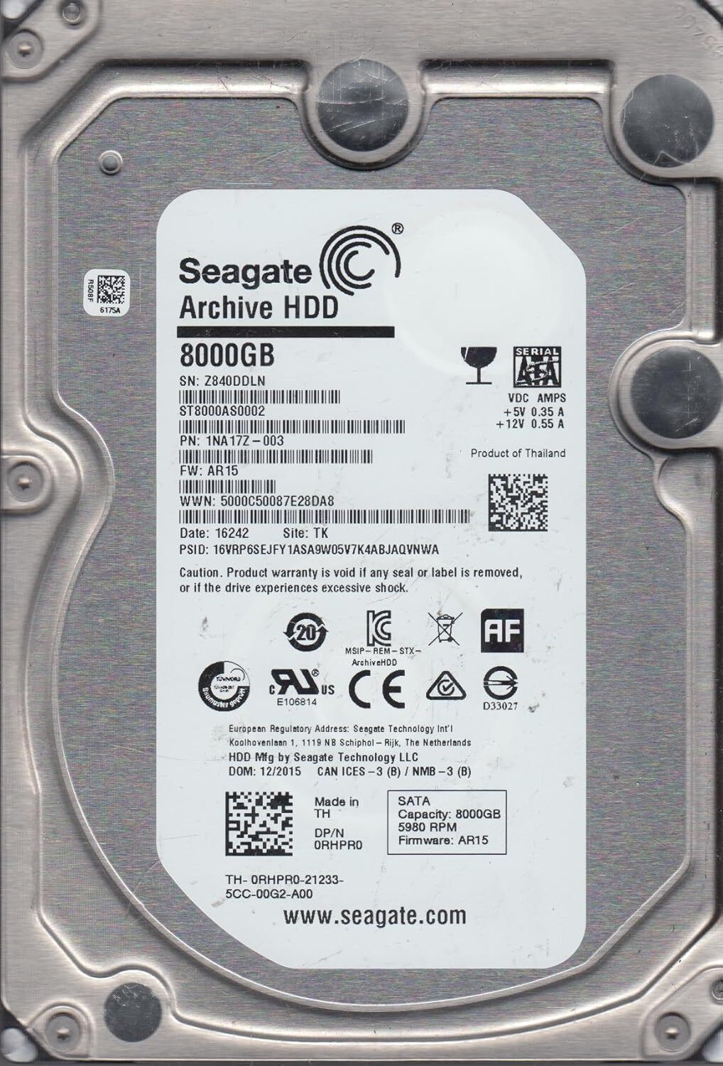 Seagate Archive Hdd 8TB Internal 5900RPM 3.5" (ST8000AS0002 Hdd