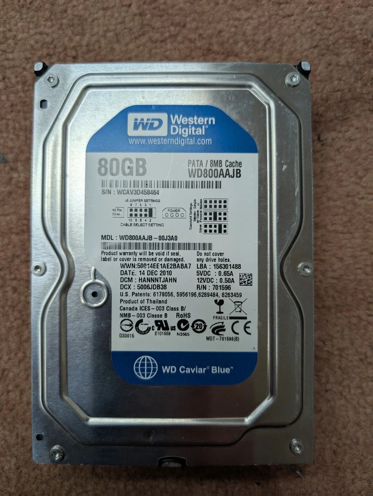 Western Digital 80GB Caviar SE 7200 RPM 8MB Cache IDE Ultra ATA100 / ATA-6 3.5" Internal Hard Drive - WD800AAJB