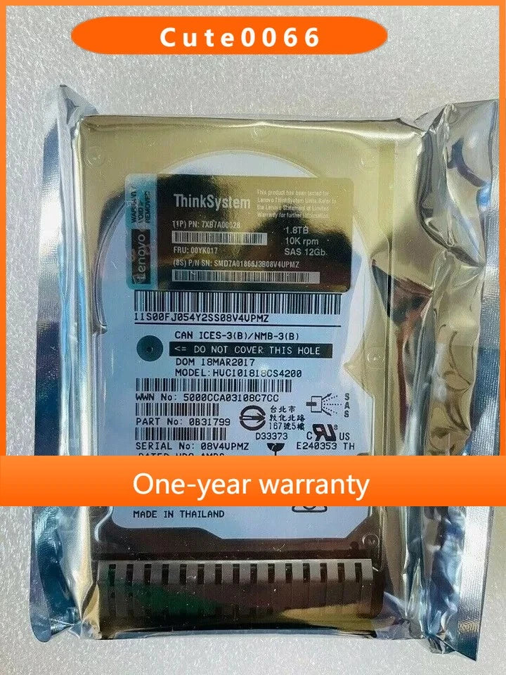 NEW IBM / Lenovo 7XB7A00028 00YK017 2.5" 1.8TB 10K SAS 12G Hot Swap HARD DRIVE
