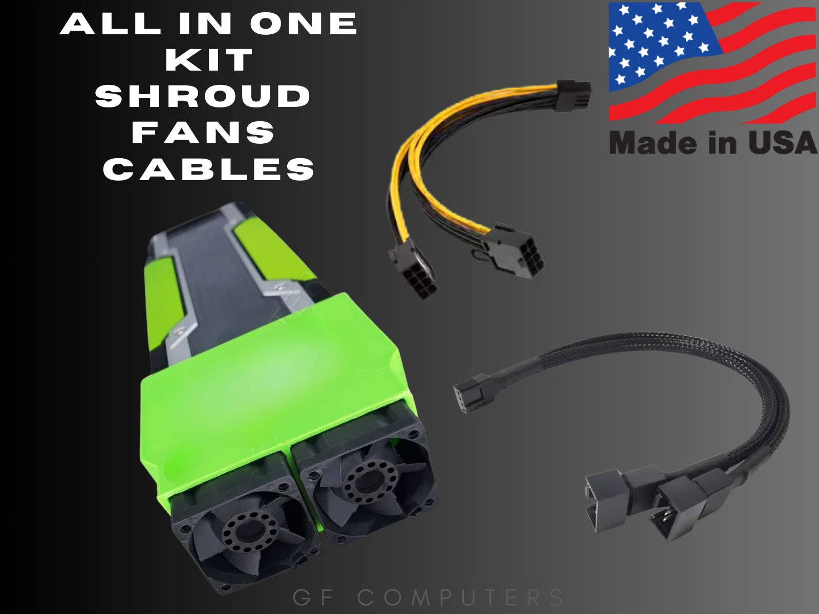 ALL IN ONE KIT Nvidia Tesla GPU Cooling Fan Shroud P40 P41 Accelerator Card AI|286377458039