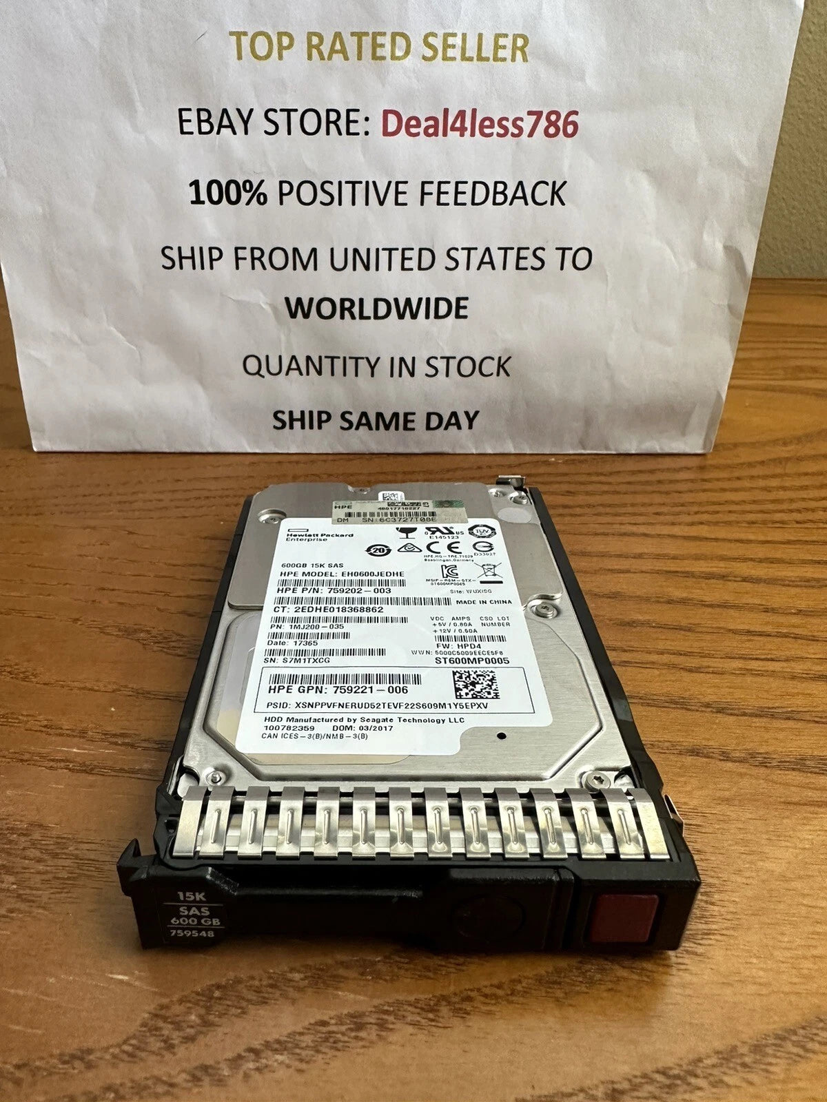 759212-B21/759548-001/748385-003 -HP G8 G9 600GB 12G 15K 2.5" SAS Hard Drive