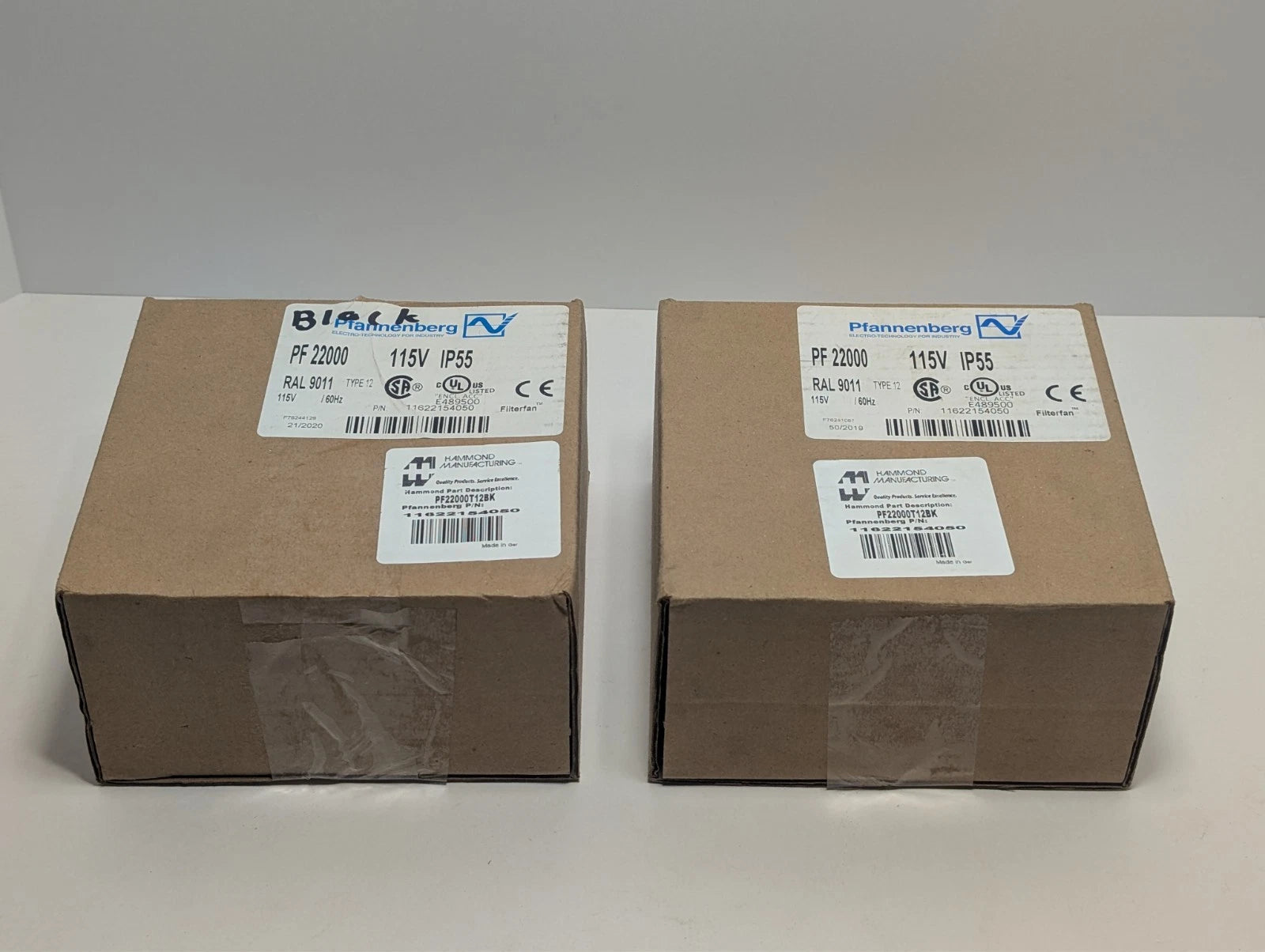Lot of 2X Pfannenberg PF22000 115V Filter Fan Black IP55 PF2200T12BK 11622154050