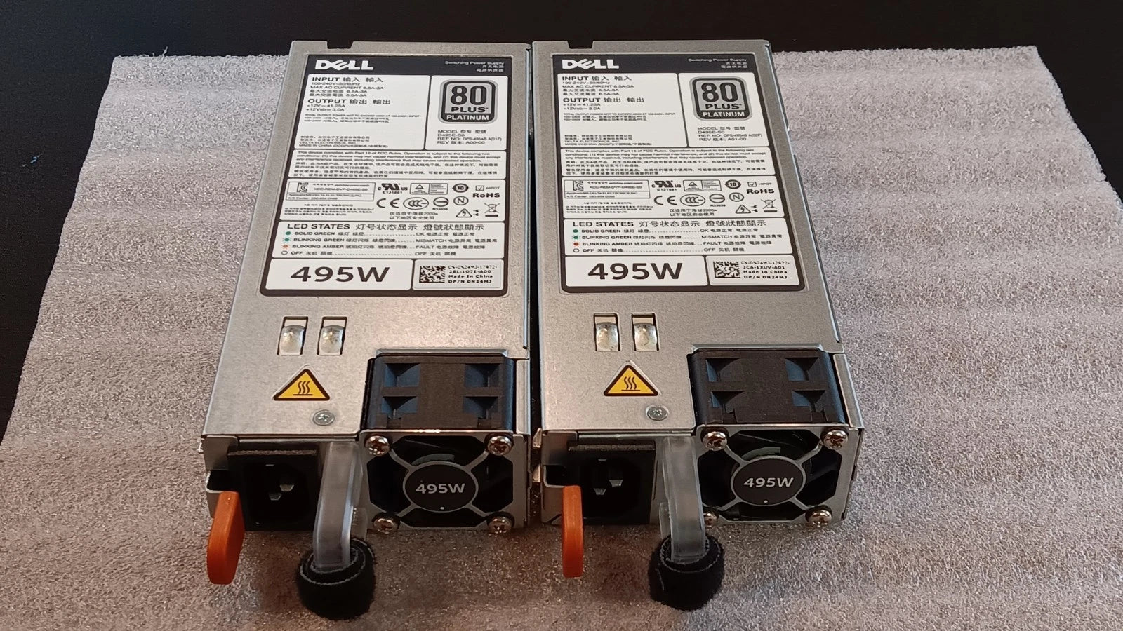 Lot of 2 Dell PowerEdge 80 Plus Platinum 495W Platinum Power Supply PSU 0N24MJ|227077484673