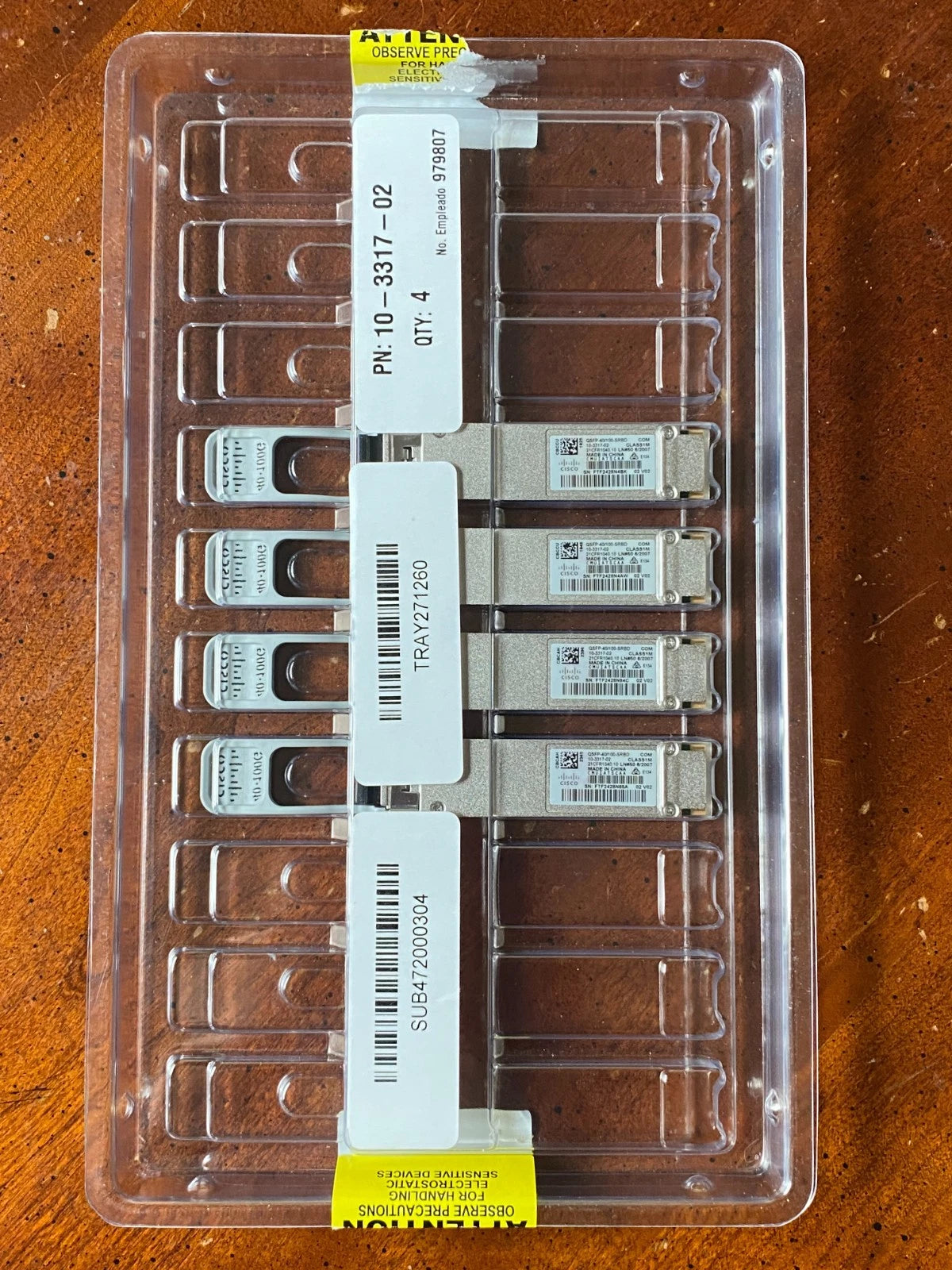 Lot of 4 Genuine Cisco QSFP-40/100-SRBD Transceiver Module 10-3317-02 - New