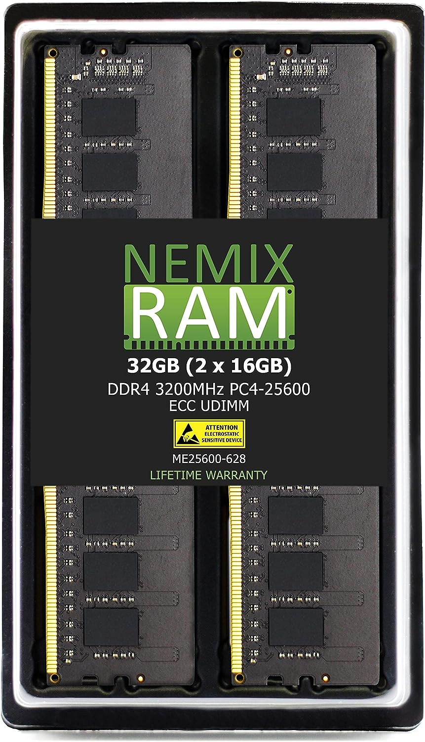32GB (2X16Gb DDR4-3200 PC4-25600 ECC 2Rx8 Unbuffered Server Memory