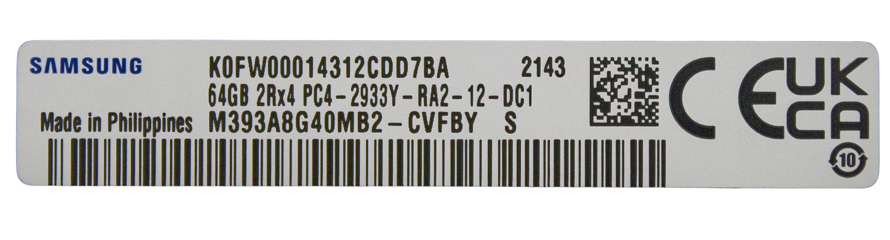 Samsung M393A8G40MB2-CVF 64GB PC4-23400YR DDR4-2933 2RX4 ECC