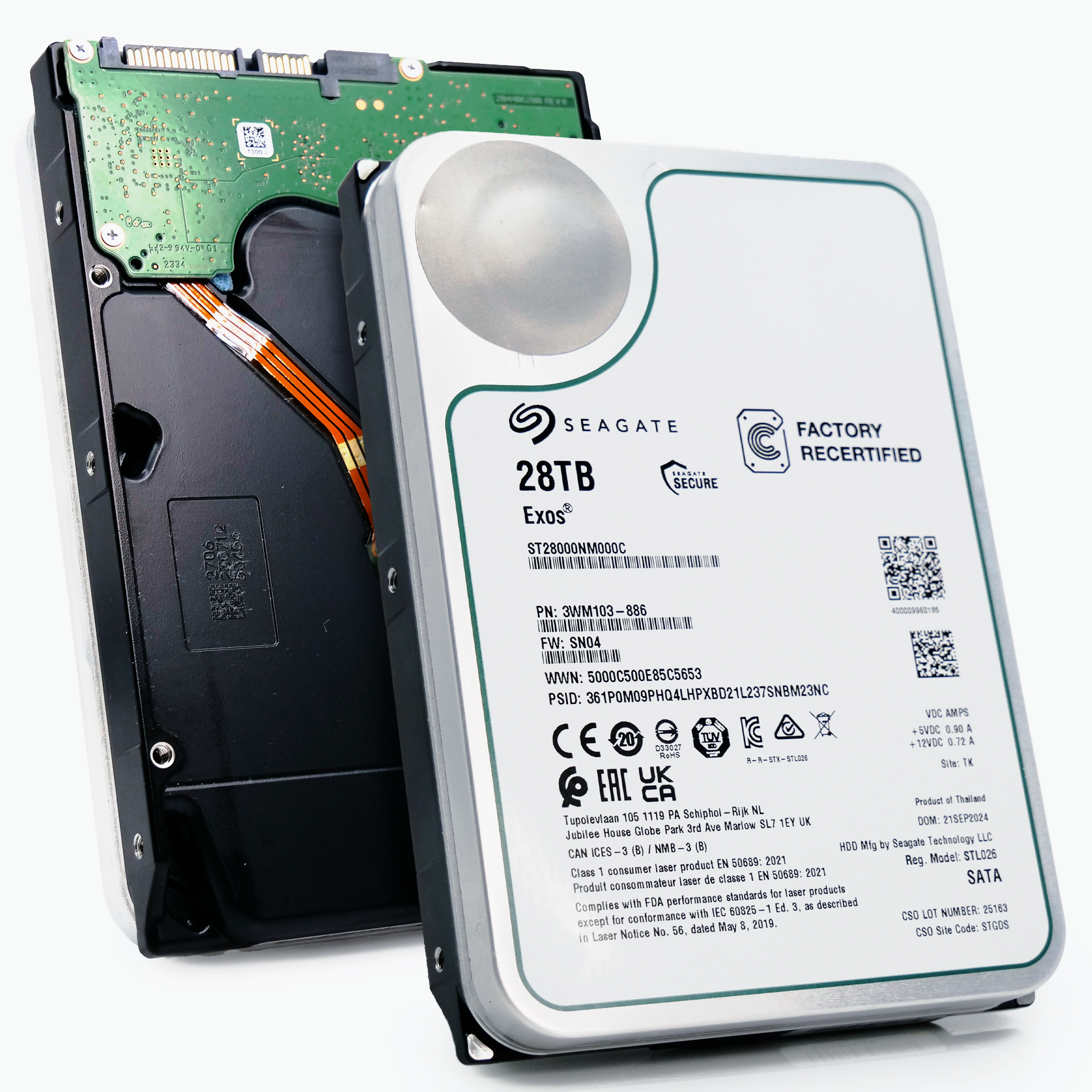 Seagate Exos ST28000NM000C 28TB 7.2K RPM SATA 6Gb/s 512e CMR 3.5in Refurbished HDD
