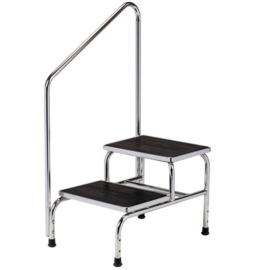 Clinton Chrome Two-Step Step Stool with Handrail
