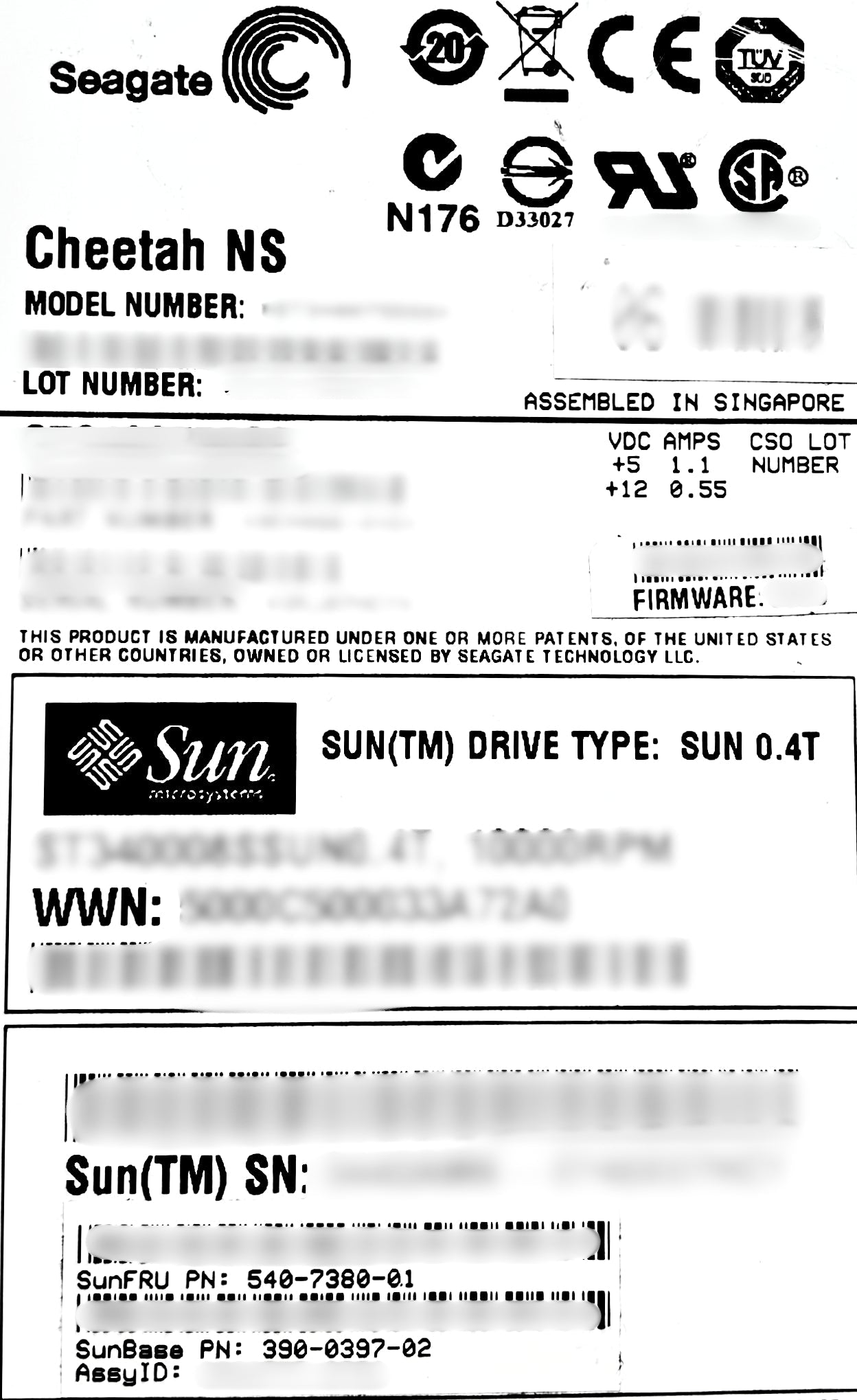 Sun Microsystems 540-7380 400GB 10K, DISK ASSEMBLY