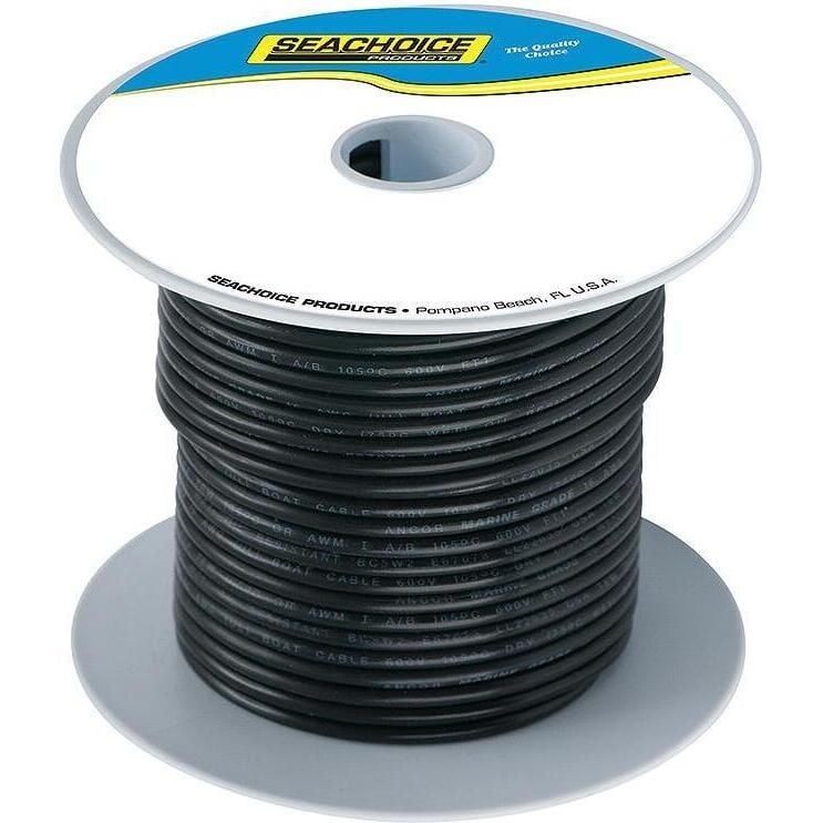 Seachoice 50-63041 Tinned Copper Marine Wire, 6 AWG, Black, 50'