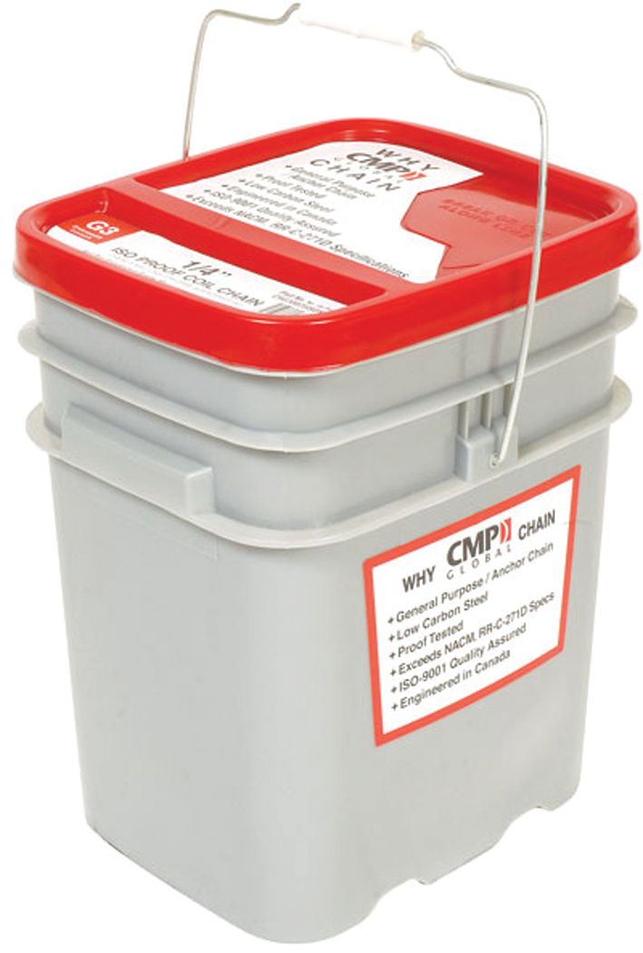Grade 30 Proof Coil Hot Dip Galvanized Chain, 5/16" x 92' Pail