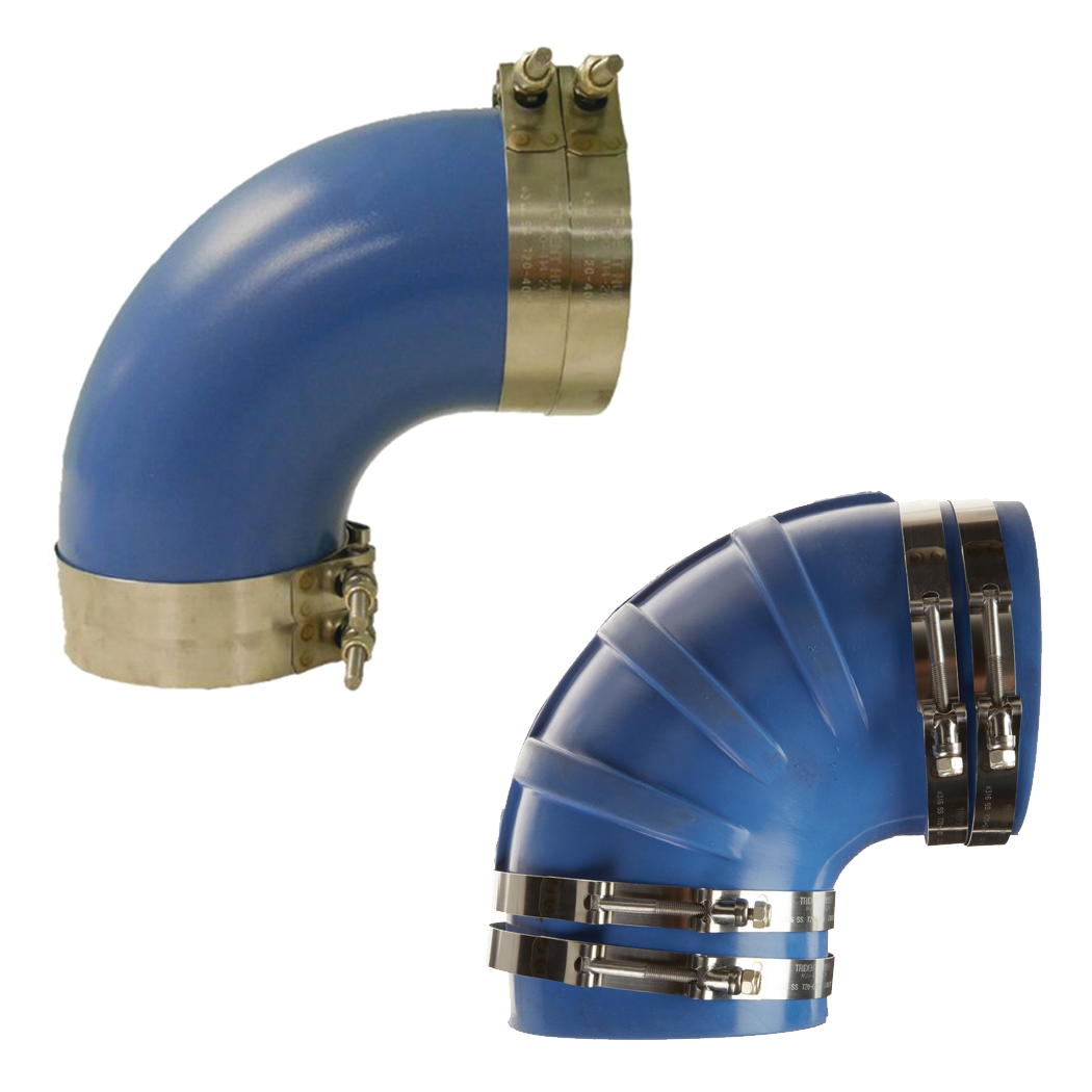 Trident 290V3500-S/S Exhaust Connector, 90 deg. Silicone Molded Wet Elbow, 3 1/2" w/T-Bolt Clamps