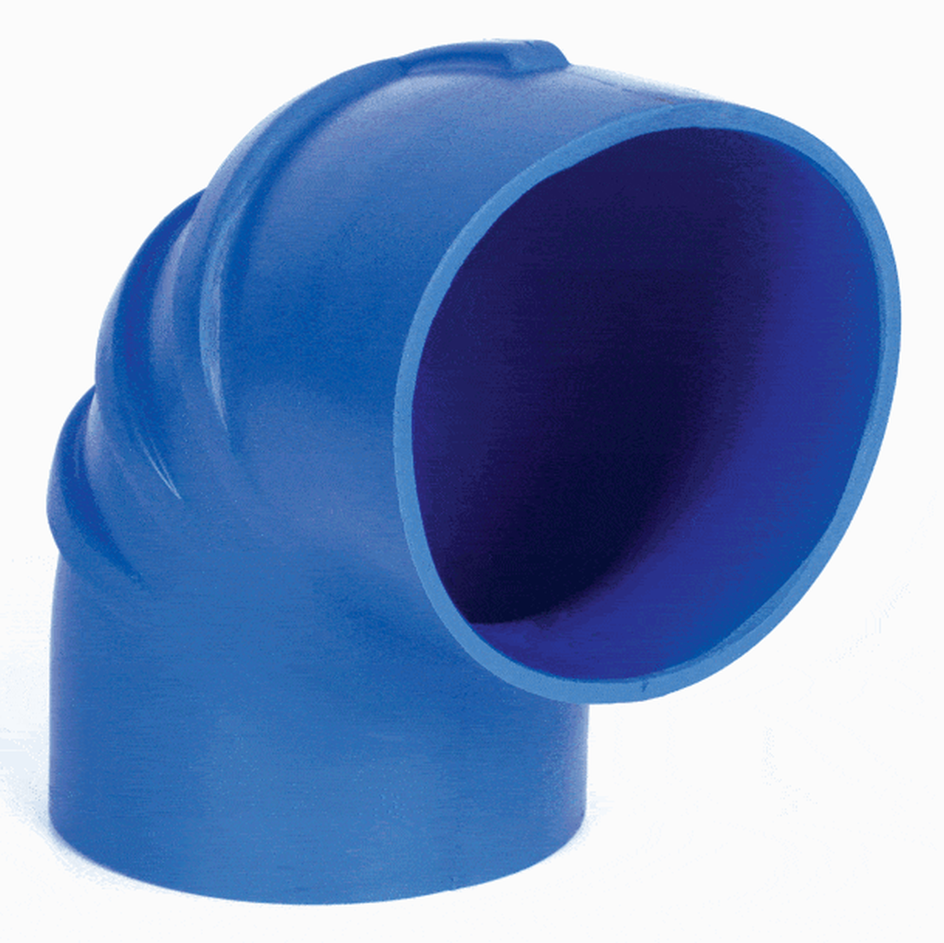 Trident Marine 290V3000-S/S Trident Blue Silicone "VHT" 90 Degree Elbow w/T-Bolt, Clamps, 3"