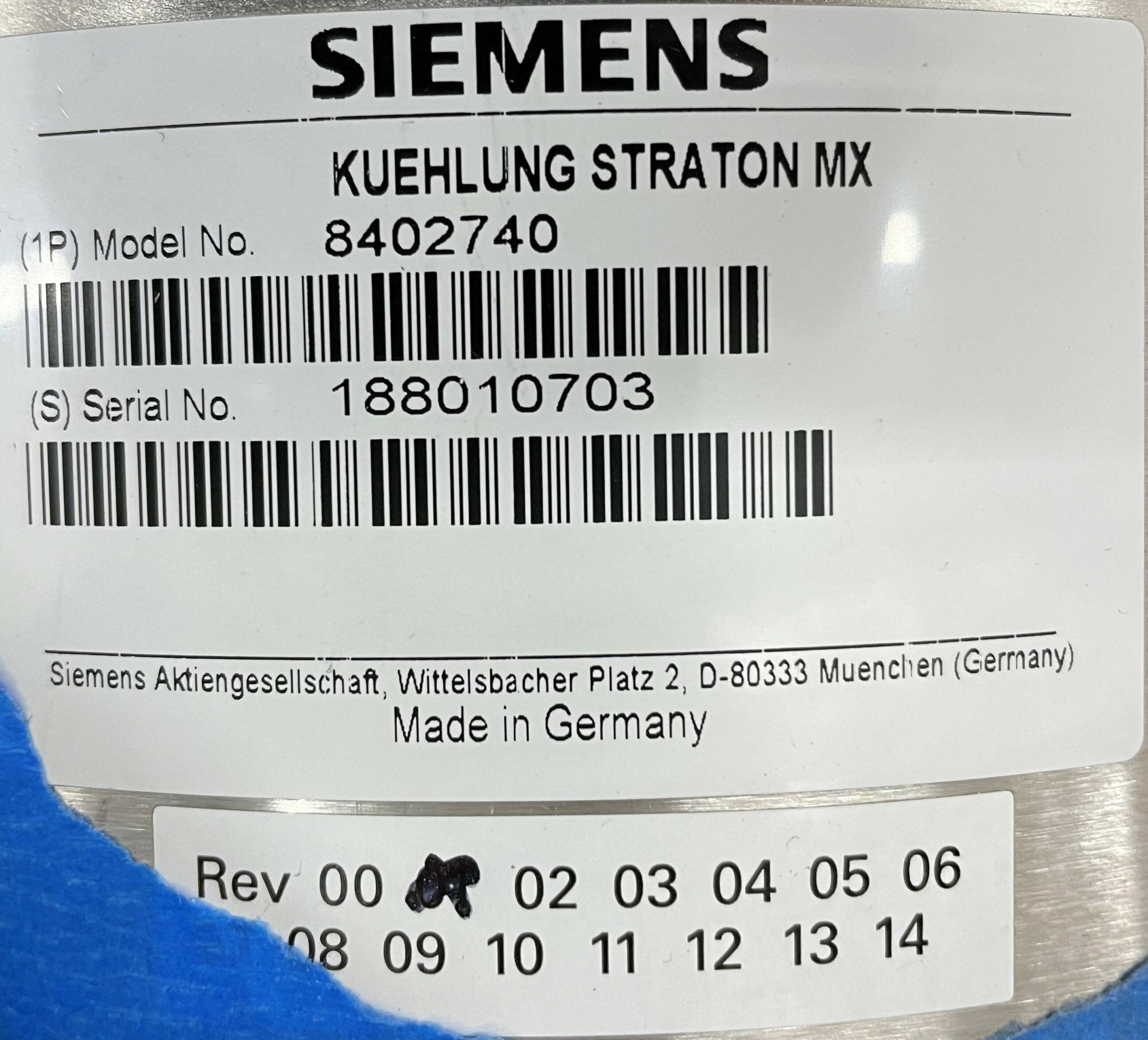TUBE COOLING UNIT (8402740/0802740 SIEMENS