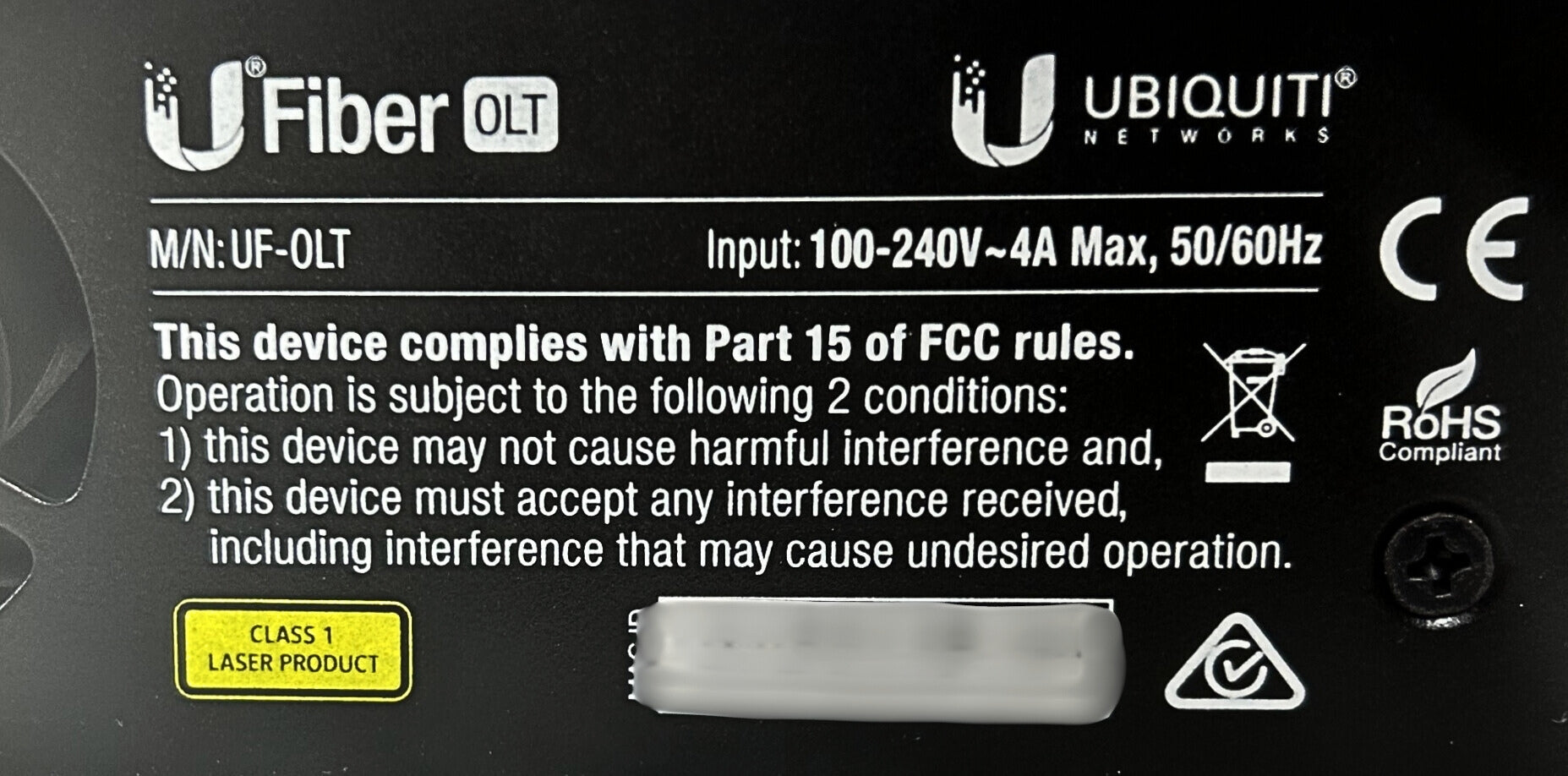 Ubiquiti UF-OLT UFiber Eight Port GPON Optical Line Terminal