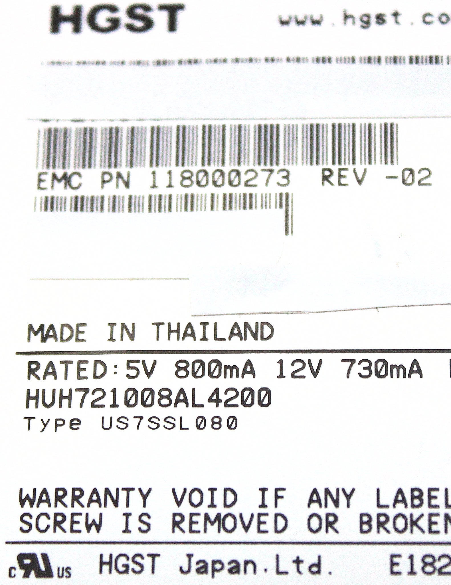 Cisco HUH721008AL4200 8TB 7.2K SAS 3.5 12G 4KN 0F27632