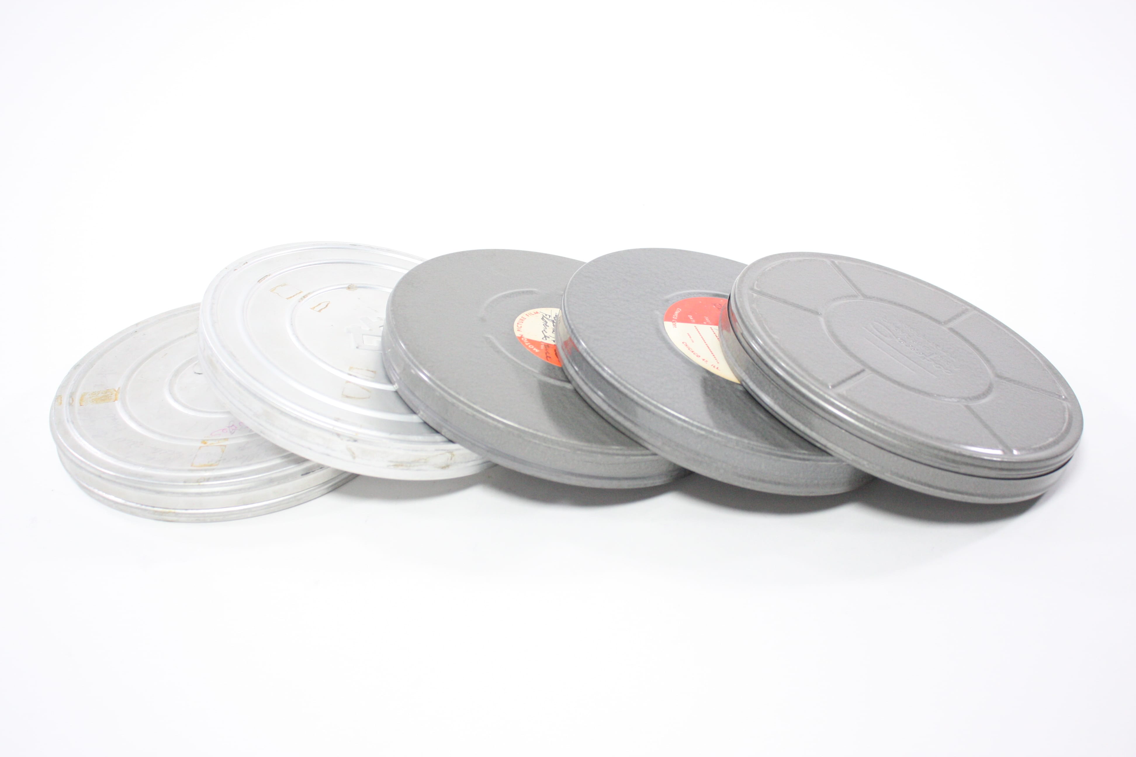 Vintage 16mm Film Canisters and Reels (Set of 5)
