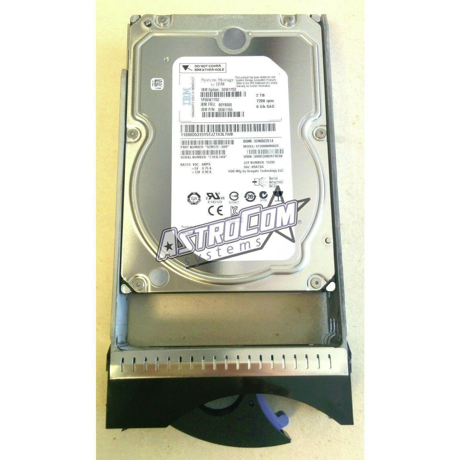 00W1152,90Y9000,00W1155 IBM 2TB 7200 RPM 6GB 3.5" SAS 883436308649 - AloinfoUSA