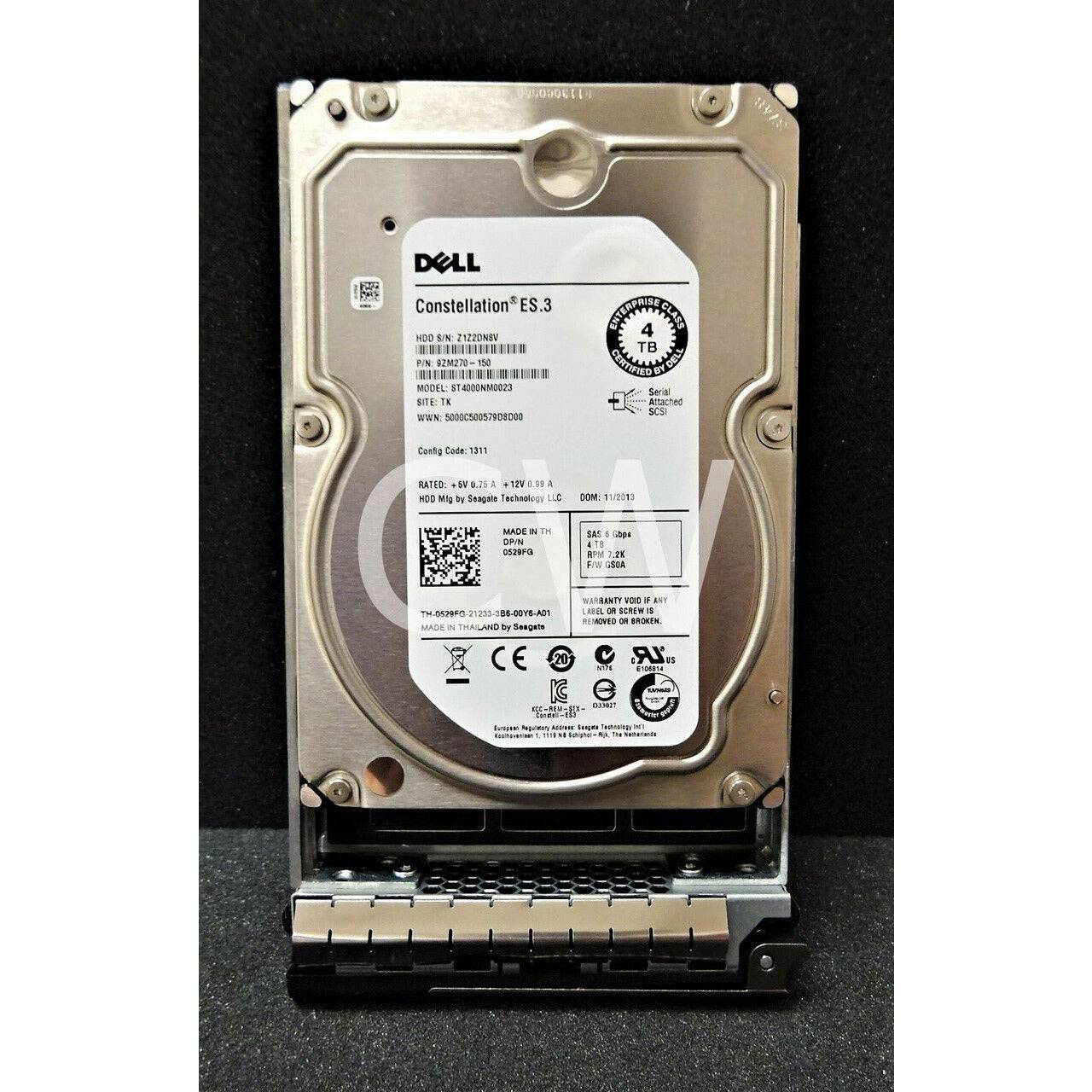 0529FG Dell 529FG 0529FG 4TB 7.2K RPM 6Gb/s 128MB SAS 3.5" Hard Drive ST4000NM0023 616639018172 - AloinfoUSA