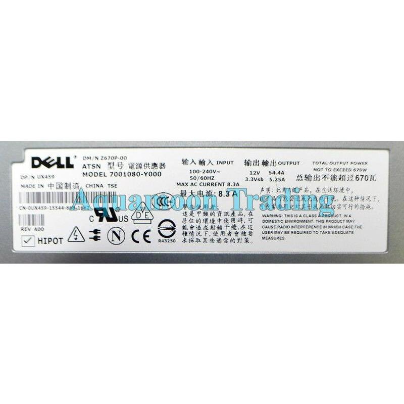 A670P-00 Dell PowerEdge 1950 Power Supply 670W Hot-Swap HY105 D9761 HY104 M9655 MY064 729161328869 - AloinfoUSA