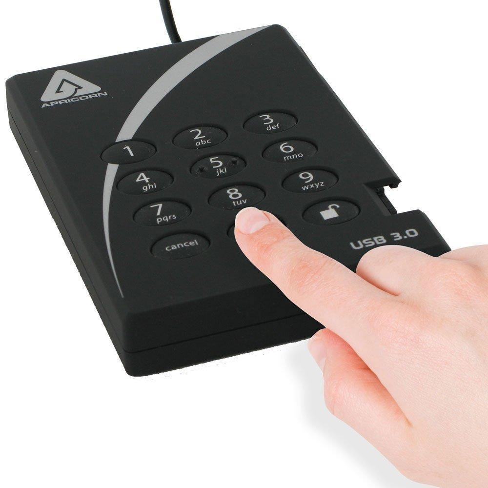 Apricorn Aegis Padlock 1 TB USB 3.0 256-bit AES XTS Hardware Encrypted Portable External Hard Drive (A25-3PL256-1000) - AloinfoUSA