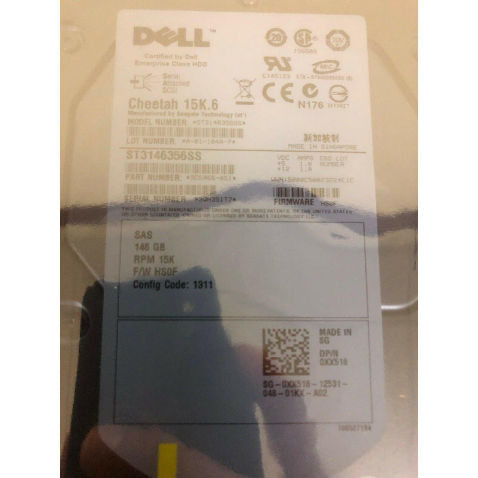 DELL 9CE066-051 Cheetah 15K.6 SAS 146 GB 3.5 " HDD Server Hard Drive - AloinfoUSA
