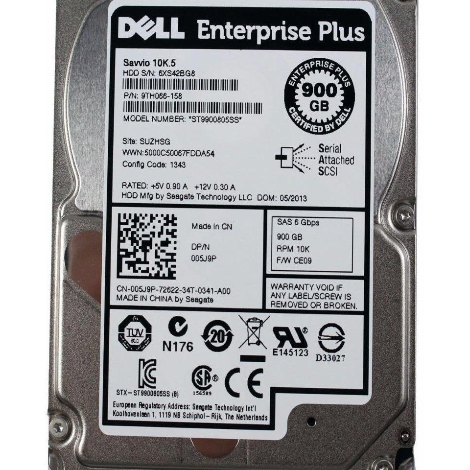 Dell ST9900805SS 6Gbps 1000RPM 900GB SAS Hard Disk Drive 05J9P 005J9P CN-005J9P - AloinfoUSA